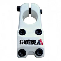 Potencia para bicicleta BMX Gorila de TONYBIKESGDL en color blanco mate con tornillos negros y logo distintivo.