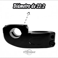 Potencia TONYBIKESGDL para bicicleta BMX en aluminio negro mate con diámetro de sujeción de 22.2 mm