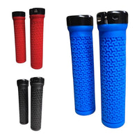 Puños TONYBIKESGDL antideslizantes para bicicleta con patrón geométrico, disponibles en rojo, azul y negro.