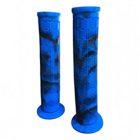 Puños para manubrio TONYBIKESGDL de goma azul y negra con patrón geométrico texturizado para bicicleta de montaña.