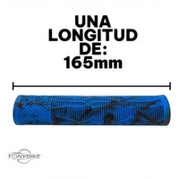 Puños de bicicleta TONYBIKESGDL de 165mm en goma azul y negra con patrón geométrico antideslizante