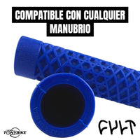 Puños para bicicleta TONYBIKESGDL de goma azul con patrón de suela waffle para un agarre superior y mayor control.