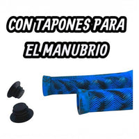 Puños para bicicleta TONYBIKESGDL azules y negros con patrón en zigzag, ergonómicos y con tapones para manillar.