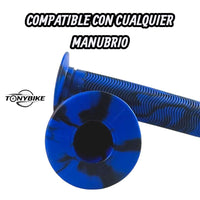 Puños de bicicleta TONYBIKESGDL en color azul y negro con patrón estriado antideslizante para un agarre superior.