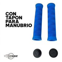 Puños de goma azules TONYBIKESGDL con patrón en zigzag para manubrio de bicicleta y tapones incluidos
