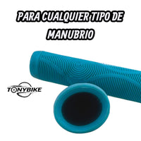 Puños para bicicleta TONYBIKESGDL en color azul con textura ergonómica antideslizante para un agarre superior