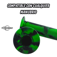 Puños antideslizantes TONYBIKESGDL para bicicleta con patrón de camuflaje verde y negro y textura acanalada