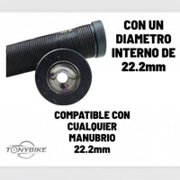 Puños de caucho negro TONYBIKESGDL con textura estriada para manubrio de bicicleta de 22.2mm de diámetro.