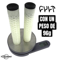 Puños para bicicleta TONYBIKESGDL Cult de goma blanca con patrón de diamante que brillan en la oscuridad sobre báscula