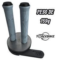 Puños TONYBIKESGDL para bicicleta en color gris con diseño ergonómico antideslizante y tapones incluidos