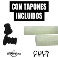 Puños de bicicleta TONYBIKESGDL Cult luminiscentes con patrón de diamante y tapones negros incluidos