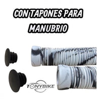 Puños TONYBIKESGDL para manubrio de bicicleta con diseño marmolado blanco y negro y textura estriada antideslizante