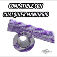 Puños para bicicleta TONYBIKESGDL con diseño marmoleado violeta y blanco y patrón de agarre en zigzag antideslizante