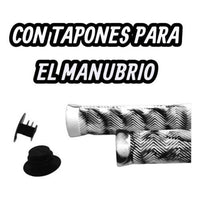 Puños para bicicleta TONYBIKESGDL en blanco y negro con patrón de espiga, diseño ergonómico y tapones incluidos.