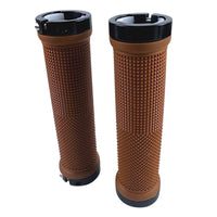 Puños TONYBIKESGDL para bicicleta en color marrón con textura antideslizante y sistema de bloqueo negro