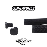 Puños de manubrio TONYBIKESGDL negros con textura antideslizante en espiga y tapones de extremo incluidos