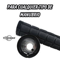 Puños TONYBIKESGDL para manubrio de bicicleta en color negro con textura hexagonal antideslizante y tapones incluidos