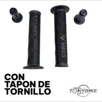 Puños de bicicleta TONYBIKESGDL negros de goma ergonómica con patrón de agarre y tapones de tornillo de alta fijación.
