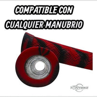 Puños ergonómicos TONYBIKESGDL en color rojo y negro con textura antideslizante para manubrio de bicicleta