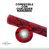 Puños para bicicleta TONYBIKESGDL de caucho rojo y negro con diseño ergonómico texturizado y tapones incluidos
