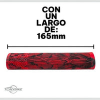 Puños para bicicleta TONYBIKESGDL de 165mm en caucho rojo y negro con diseño ergonómico y patrón de agarre texturizado