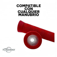 Puños TONYBIKESGDL rojos para manubrio de bicicleta con relieve en zigzag antideslizante y tapones incluidos