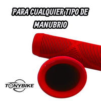 Puños ergonómicos rojos TONYBIKESGDL para manubrio de bicicleta con textura antideslizante y alta absorción