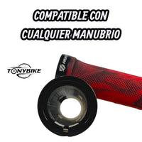 Puños de bicicleta Hunter TONYBIKESGDL rojos y negros con tapones, diseño ergonómico de alto rendimiento.