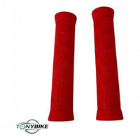 Puños TONYBIKESGDL para bicicleta en color rojo con diseño de relieve en zigzag antideslizante para mayor agarre.