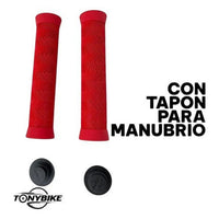 Puños TONYBIKESGDL para manubrio de bicicleta en color rojo con relieve zigzag antideslizante y tapones incluidos