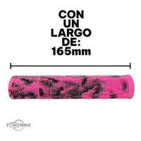 Puños para bicicleta TONYBIKESGDL de 165mm en color rosa y negro con patrón jaspeado y textura antideslizante.