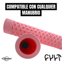 Puños de bicicleta TONYBIKESGDL de goma rosa con patrón de rejilla antideslizante y tapones para manubrio estándar