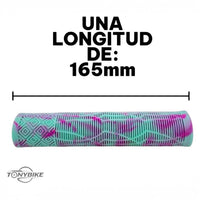 Puños para manubrio TONYBIKESGDL de 165 mm en color turquesa y magenta con patrón geométrico antideslizante