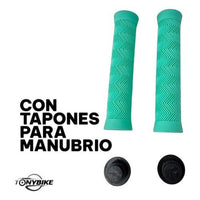 Puños para manubrio TONYBIKESGDL color verde menta con textura antideslizante en zigzag y tapones incluidos