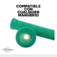 Puños para bicicleta TONYBIKESGDL en color verde menta con textura antideslizante en zigzag y tapones incluidos