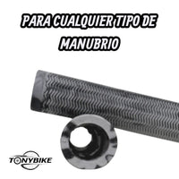 Puños para bicicleta TONYBIKESGDL en color gris y negro con textura zigzag antideslizante y tapones para manillar.