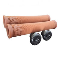 Puños TONYBIKESGDL de goma marrón estriada para bicicleta BMX con tapones negros para manillar