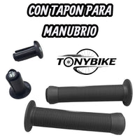 Puños de caucho negro TONYBIKESGDL con diseño ergonómico antideslizante y tapones para manubrio de bicicleta
