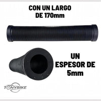 Puños de caucho negro TONYBIKESGDL de 170mm con textura estriada para manubrio de bicicleta y agarre ergonómico