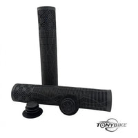 Puños de goma negros TONYBIKESGDL de 160 mm con textura geométrica antideslizante y tapones para manillar de bicicleta