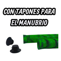 Puños de goma TONYBIKESGDL para bicicleta en color verde y negro con patrón antideslizante y tapones para manubrio