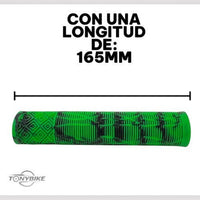 Puños de goma TONYBIKESGDL para bicicleta en color verde neón y negro con textura antideslizante de 165mm de largo.