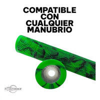 Puños de goma TONYBIKESGDL verde neón y negro con textura antideslizante para manubrio de bicicleta