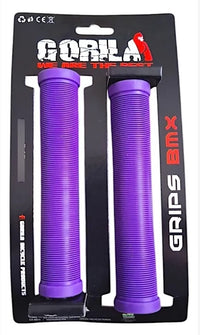 Puños Gorila morados para bicicleta BMX de TONYBIKESGDL con diseño estriado antideslizante y tapones negros incluidos.