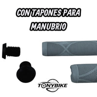 Puños para manubrio TONYBIKESGDL de color gris con diseño antideslizante y tapones negros para bicicleta MTB o urbana