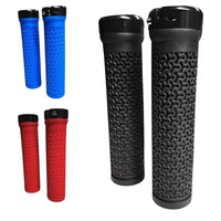 Puños para manubrio TONYBIKESGDL con textura geométrica antideslizante, disponibles en negro, azul y rojo.