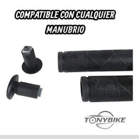 Puños de manubrio TONYBIKESGDL de caucho negro con patrón geométrico antideslizante y tapones de extremo incluidos.