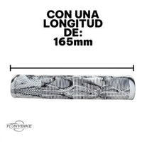 Puños para manubrio TONYBIKESGDL de 165mm con diseño jaspeado en blanco y negro y textura antideslizante ergonómica.