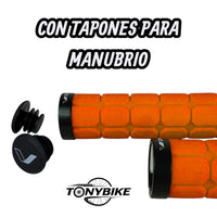 Puños de manubrio TONYBIKESGDL naranjas con patrón hexagonal, abrazaderas de bloqueo y tapones de extremo incluidos.