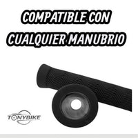 Puños para manubrio TONYBIKESGDL negros con textura en zigzag antideslizante y tapones, diseño ergonómico universal.